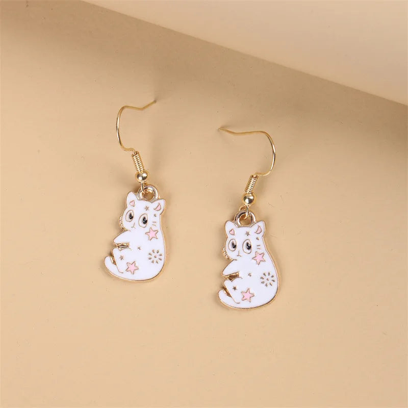 1 Pair Cute Kitten Drop Hook Earrings