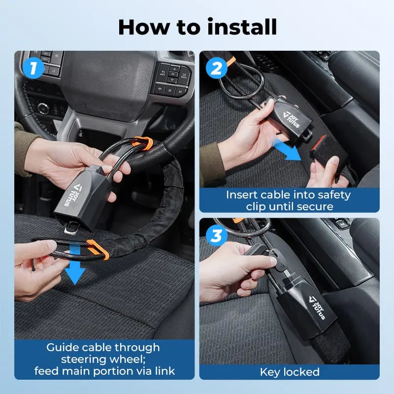 Steering Wheel Lock Seat Belt Universal Anti Theft Car Device Prevention