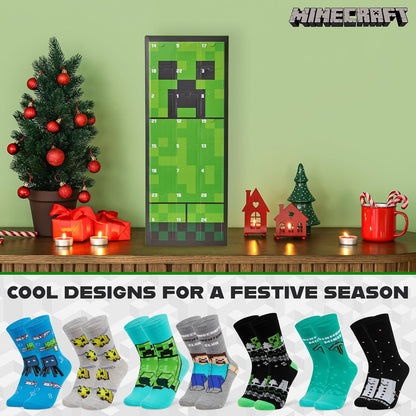 Minecraft 2025 Advent Calendar: 24 Gamer Socks for Kids & Teens 🎮🎄