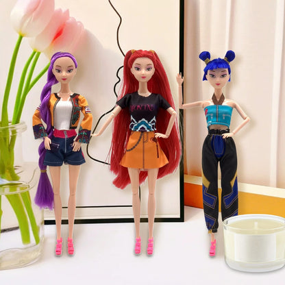 💥Cosplay Kpop Demon Hunters Dolls Moveable Joint Collectible Figure 3 Piece