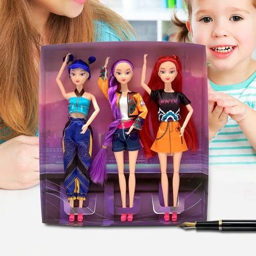 💥Cosplay Kpop Demon Hunters Dolls Moveable Joint Collectible Figure 3 Piece