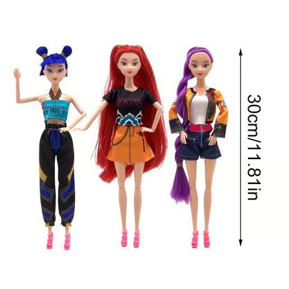 💥Cosplay Kpop Demon Hunters Dolls Moveable Joint Collectible Figure 3 Piece