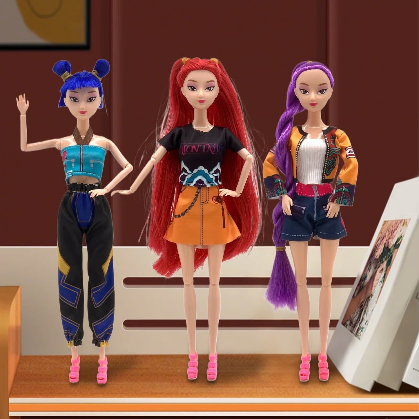 💥Cosplay Kpop Demon Hunters Dolls Moveable Joint Collectible Figure 3 Piece