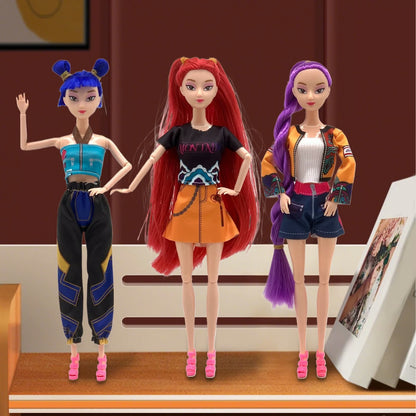 💥Cosplay Kpop Demon Hunters Dolls Moveable Joint Collectible Figure 3 Piece