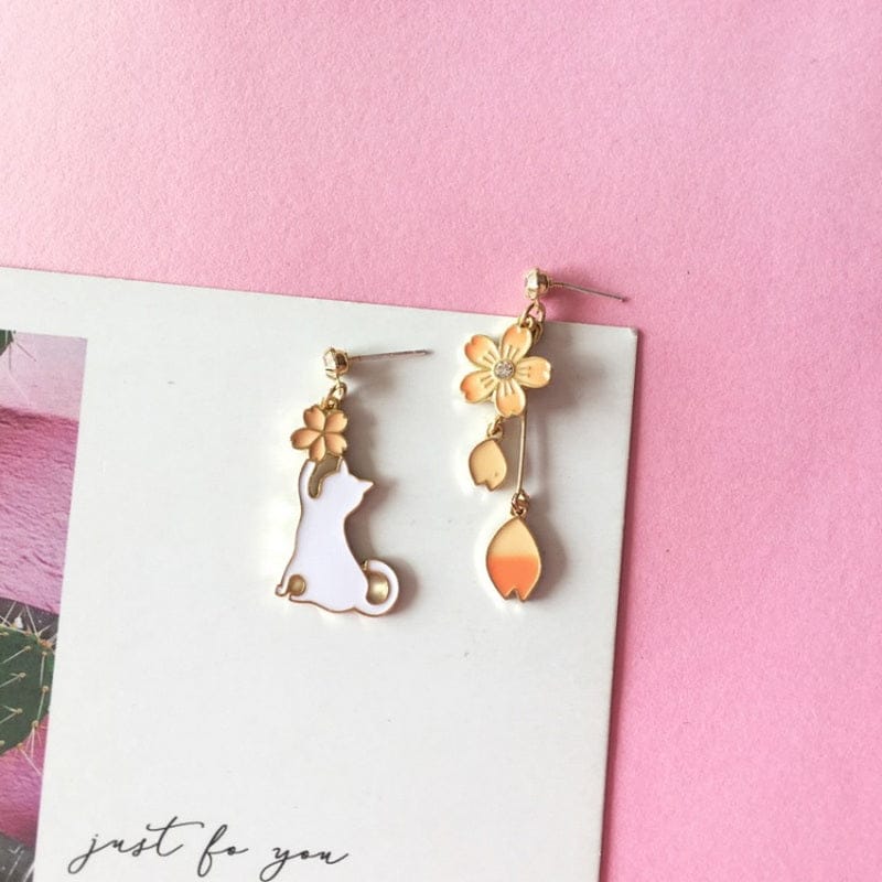 Sakura Cat Earrings